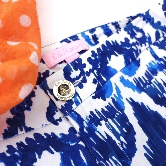 Lilly Pulitzer Blue White Black Pants Sz 0 - Picture 3 of 8